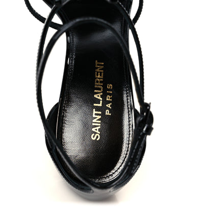 Saint Laurent Vernice Chiffon Cassandra 100 Ankle Strap Sandals 38.5 Black 7 of 10