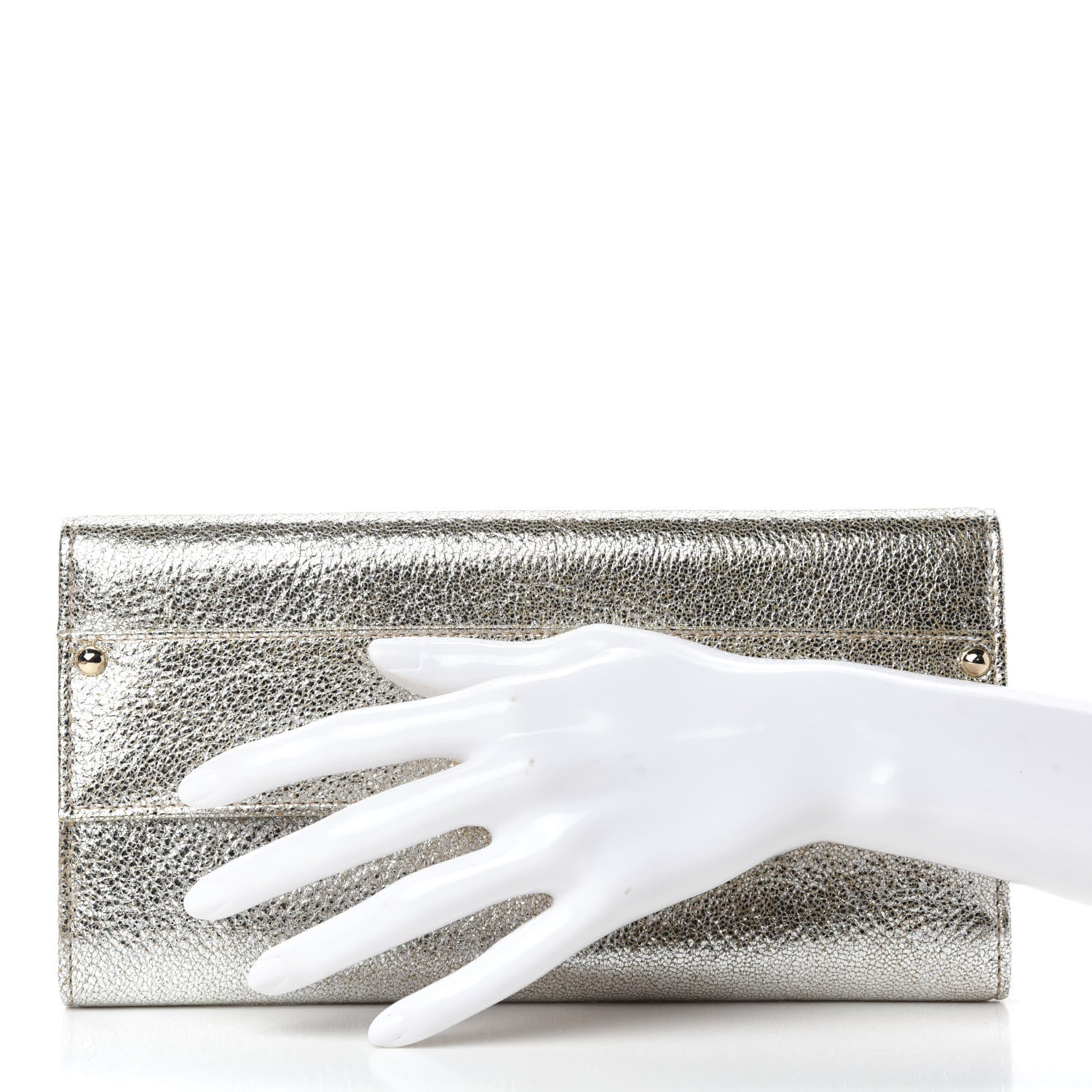 Jimmy Choo Metallic Calfskin Reese Clutch Wallet Champagne 2 of 10
