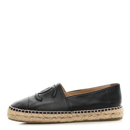 Chanel Lambskin CC Espadrilles 38 Black 1 of 13