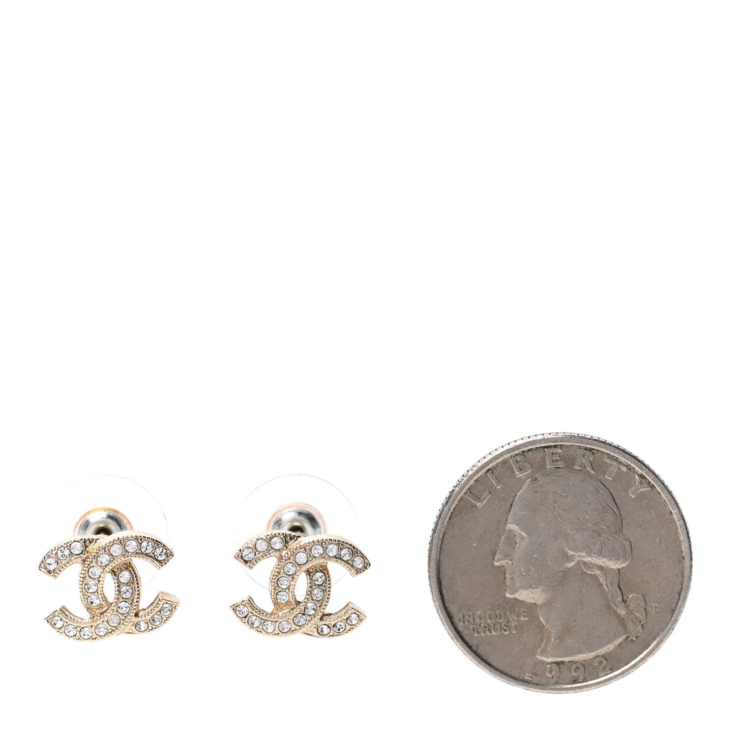 Crystal CC Earrings Light Gold