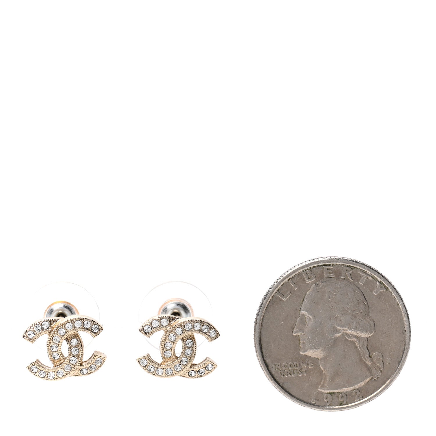 Chanel Crystal CC Earrings Light Gold 2 of 4