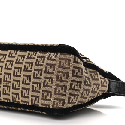 Fendi Zucchino Velvet Vitello Small Shoulder Bag Mogano Panna Black 8 of 8