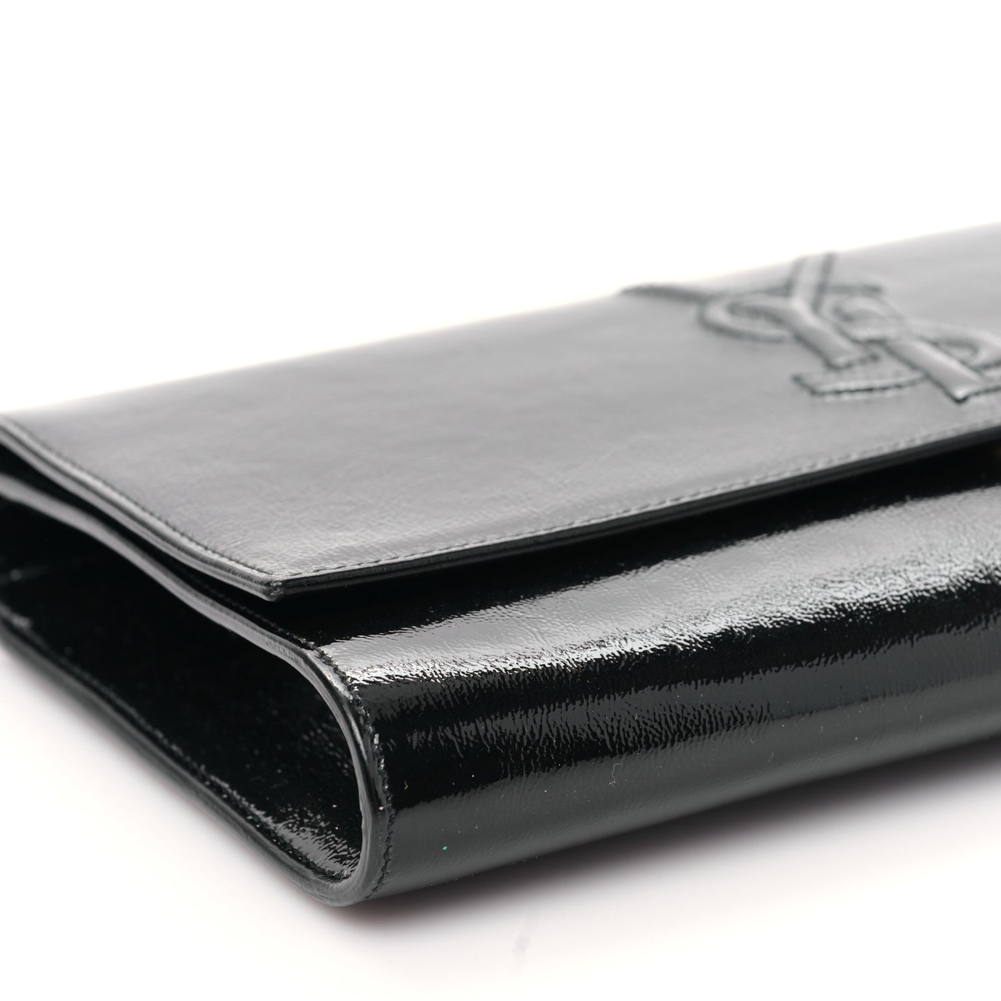 Textured Patent Monogram Large Belle De Jour Clutch Black
