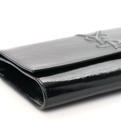 Saint Laurent Textured Patent Monogram Large Belle De Jour Clutch Black 7 of 8