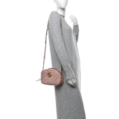 Gucci Calfskin Matelasse Small GG Marmont Chain Shoulder Bag Perfect Pink 2 of 11