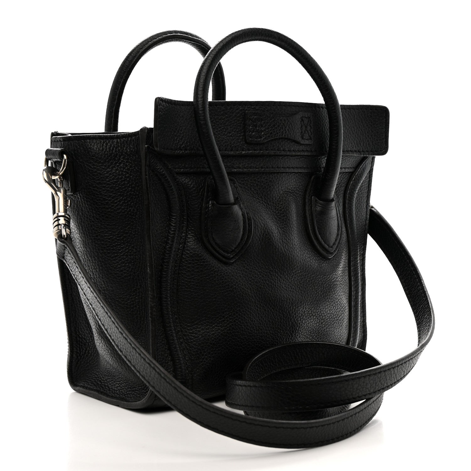 Celine Drummed Calfskin Nano Luggage Black 3 of 15