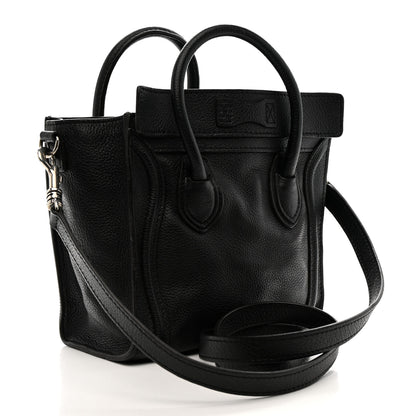 Celine Drummed Calfskin Nano Luggage Black 3 of 15