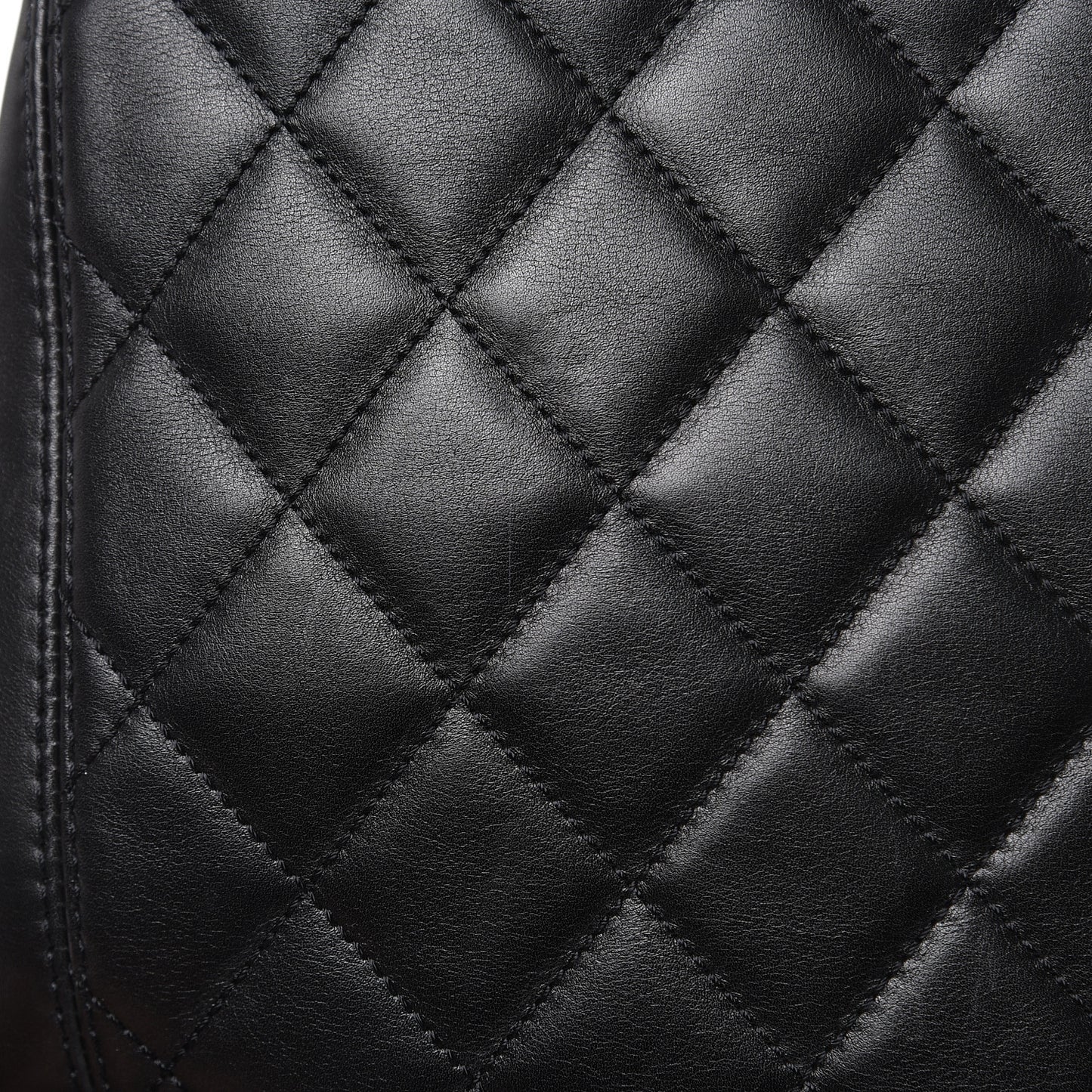 Calfskin Quilted CC Shopping Tote Black