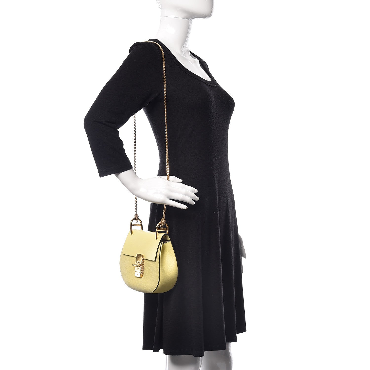 Chloe Suede Smooth Calfskin Mini Drew Shoulder Bag Lemonade 2 of 10