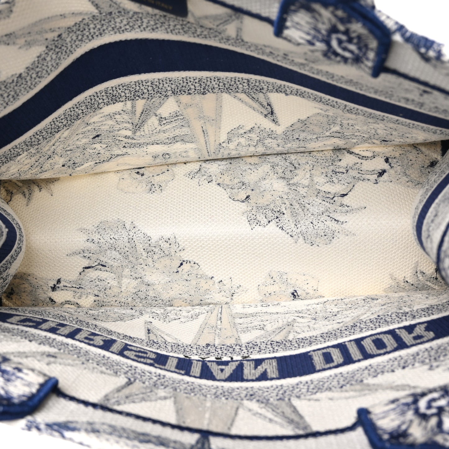 Canvas Embroidered Medium Reve d'Infini Book Tote Blue