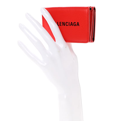 Balenciaga Smooth Calfskin Logo Mini Everyday Wallet Vivid Red Black 2 of 8