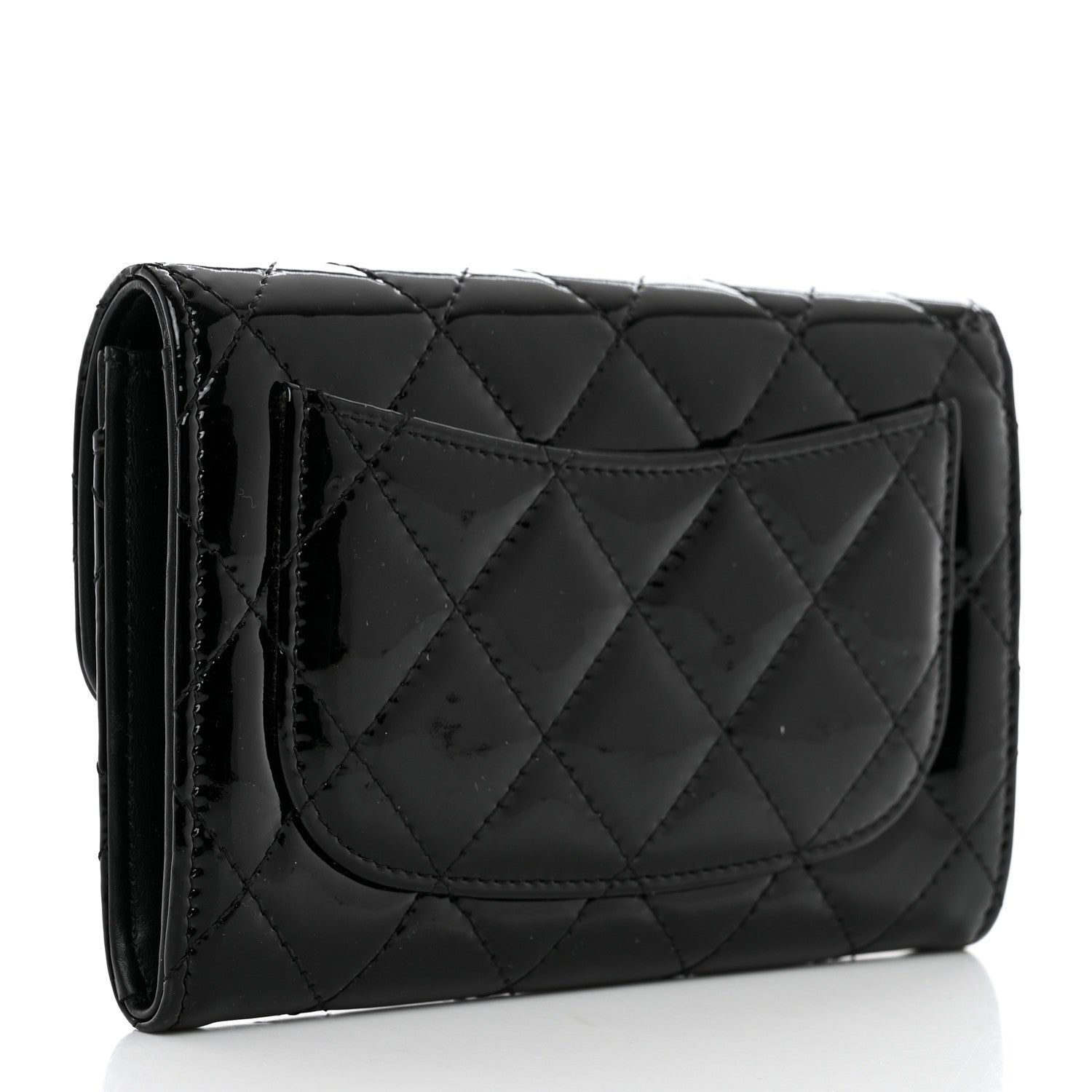 Chanel Patent Calfskin Quilted Small Flap Wallet Black 3 of 8