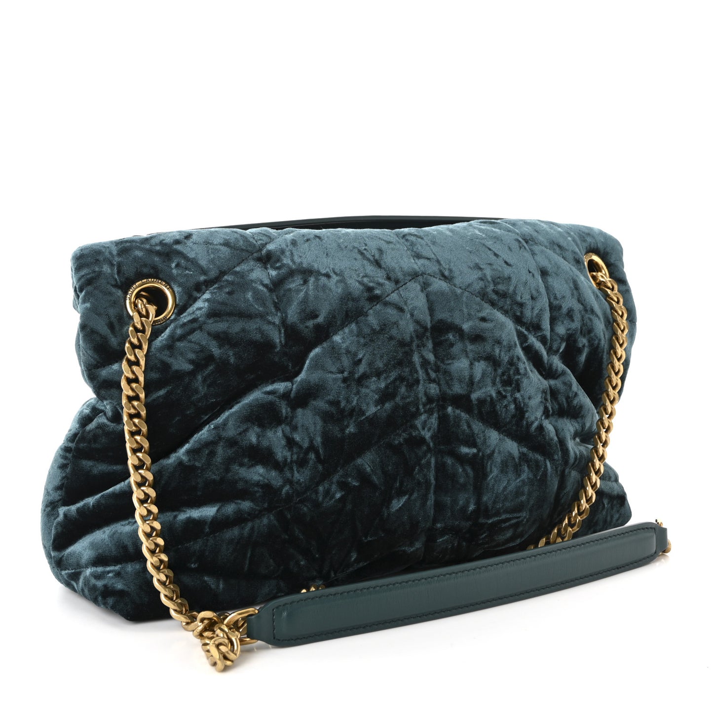 Velvet Y Quilted Monogram Small Loulou Chain Satchel Dark Green