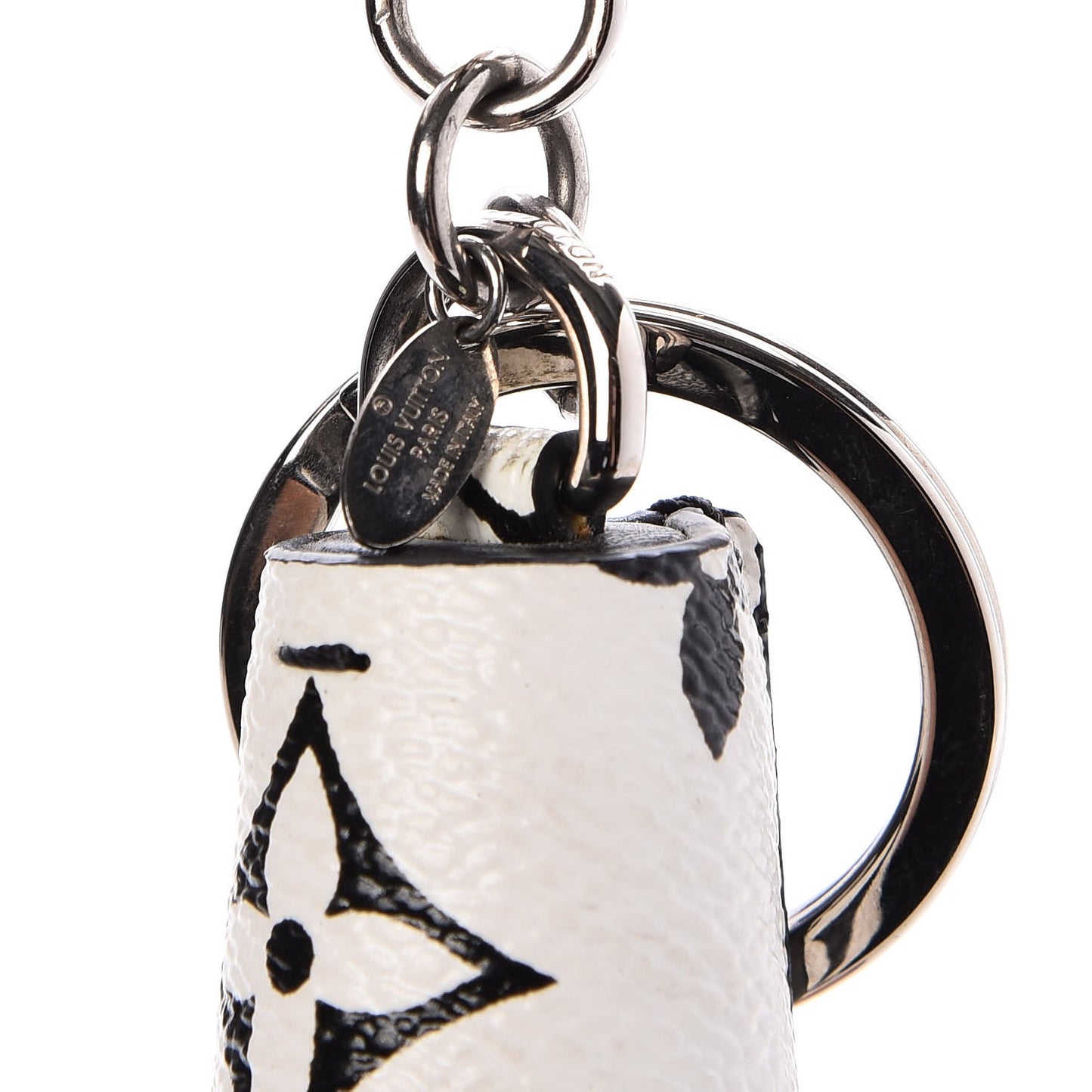 Monogram Tassel Bag Charm White