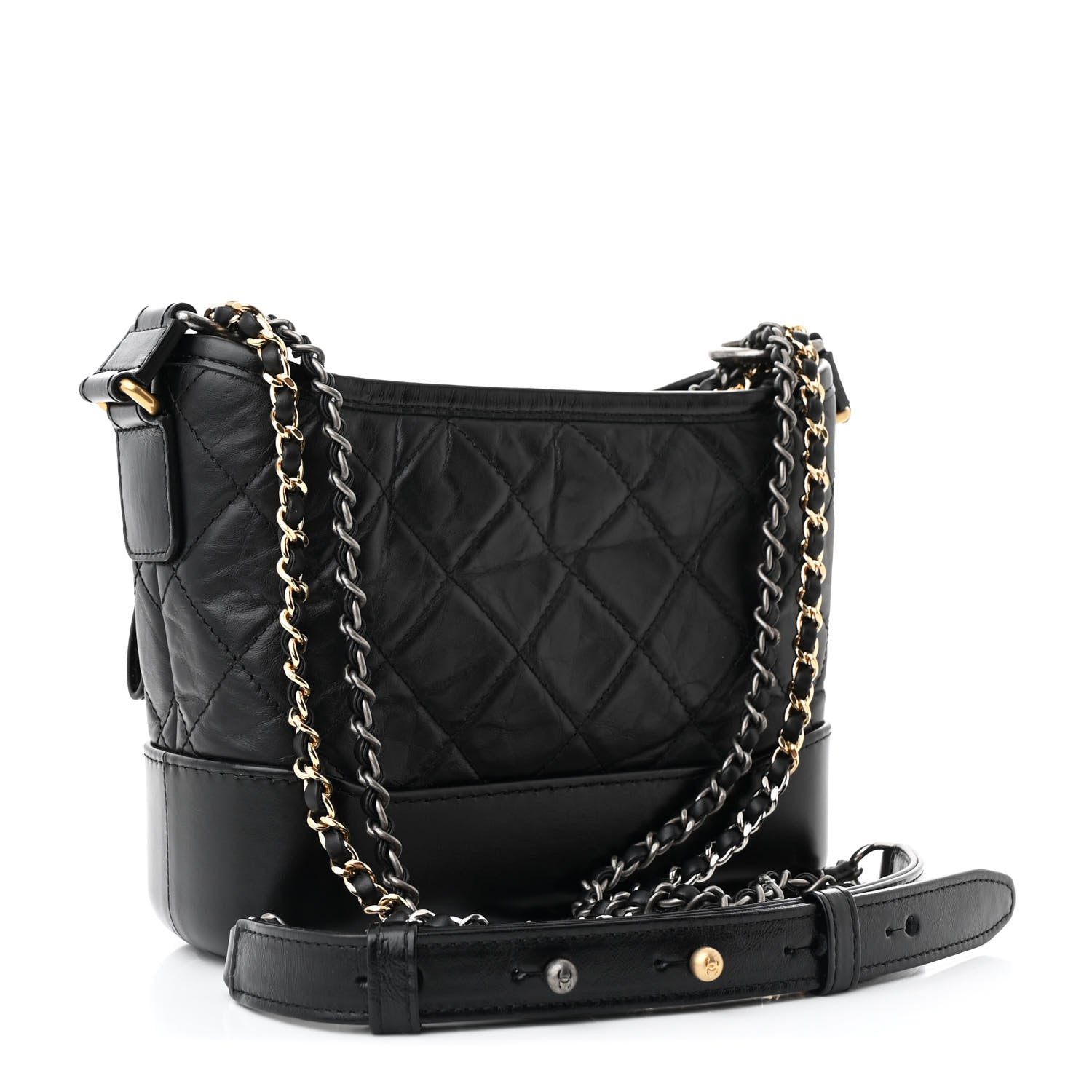 Chanel Aged Calfskin Quilted Charms Small Gabrielle Hobo Black 3 of 11