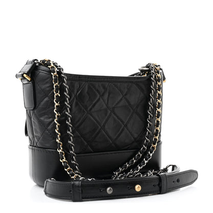Chanel Aged Calfskin Quilted Charms Small Gabrielle Hobo Black 3 of 11