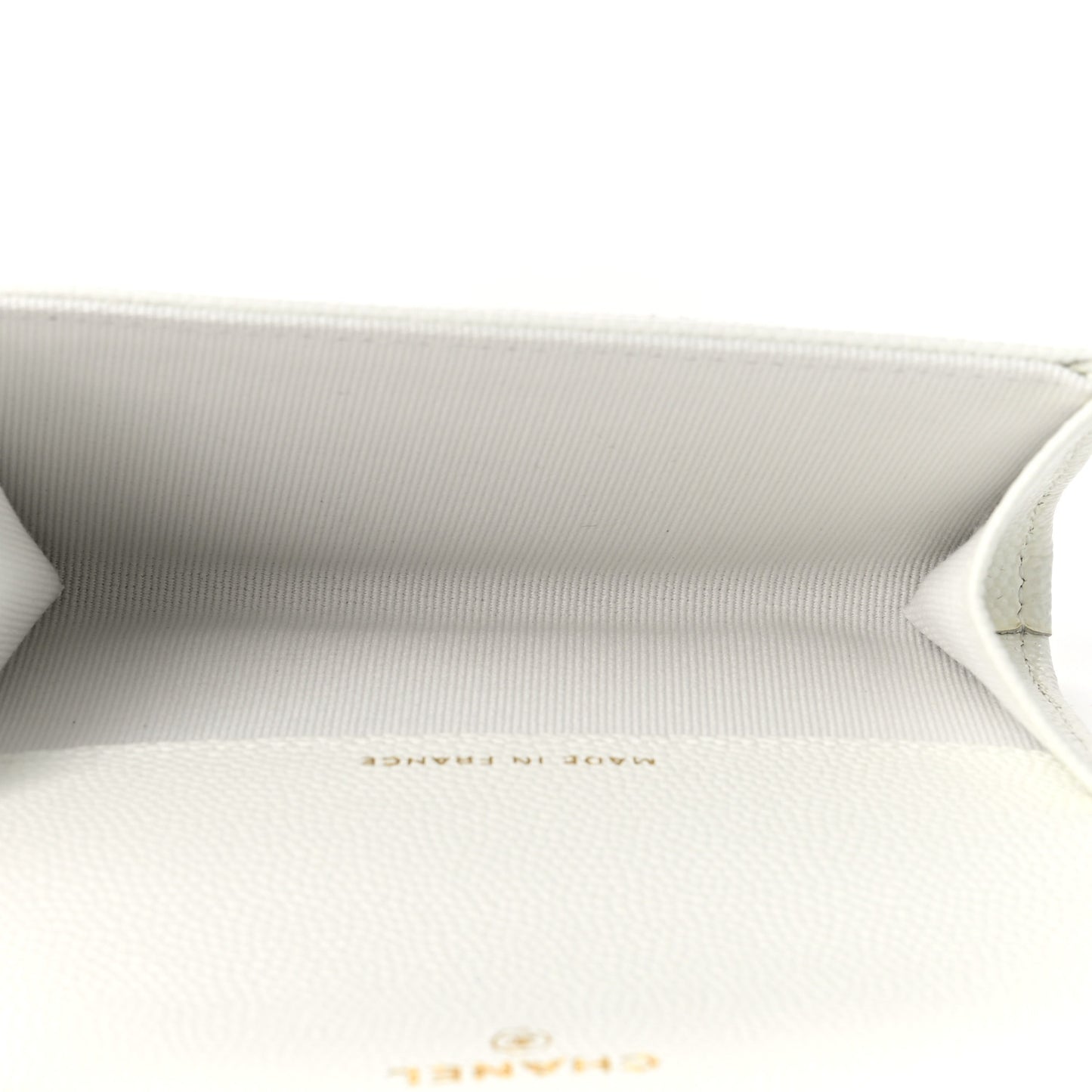 Caviar Quilted Flap Card Holder Wallet White