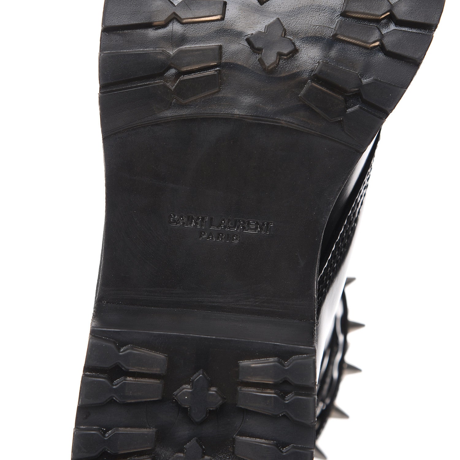 Saint Laurent Smooth Calfskin Studded Womens Lace-Up Combat Boots 38 Black 6 of 7