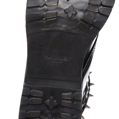 Saint Laurent Smooth Calfskin Studded Womens Lace-Up Combat Boots 38 Black 6 of 7