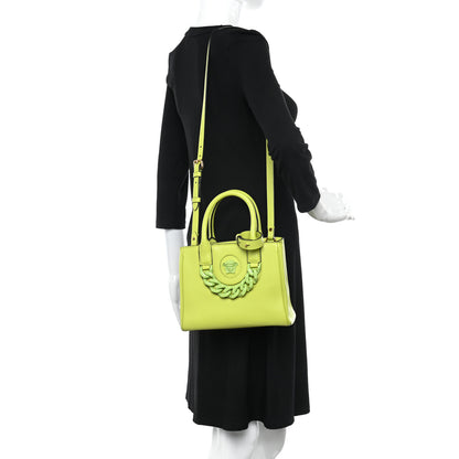 Versace Grained Calfskin Small La Medusa Chain Tote Citron 2 of 10