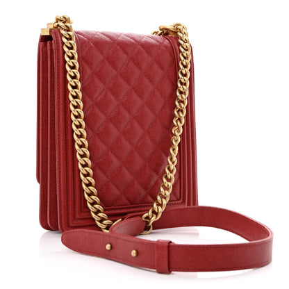 Chanel Caviar Quilted North South Boy Flap Red 3 of 11