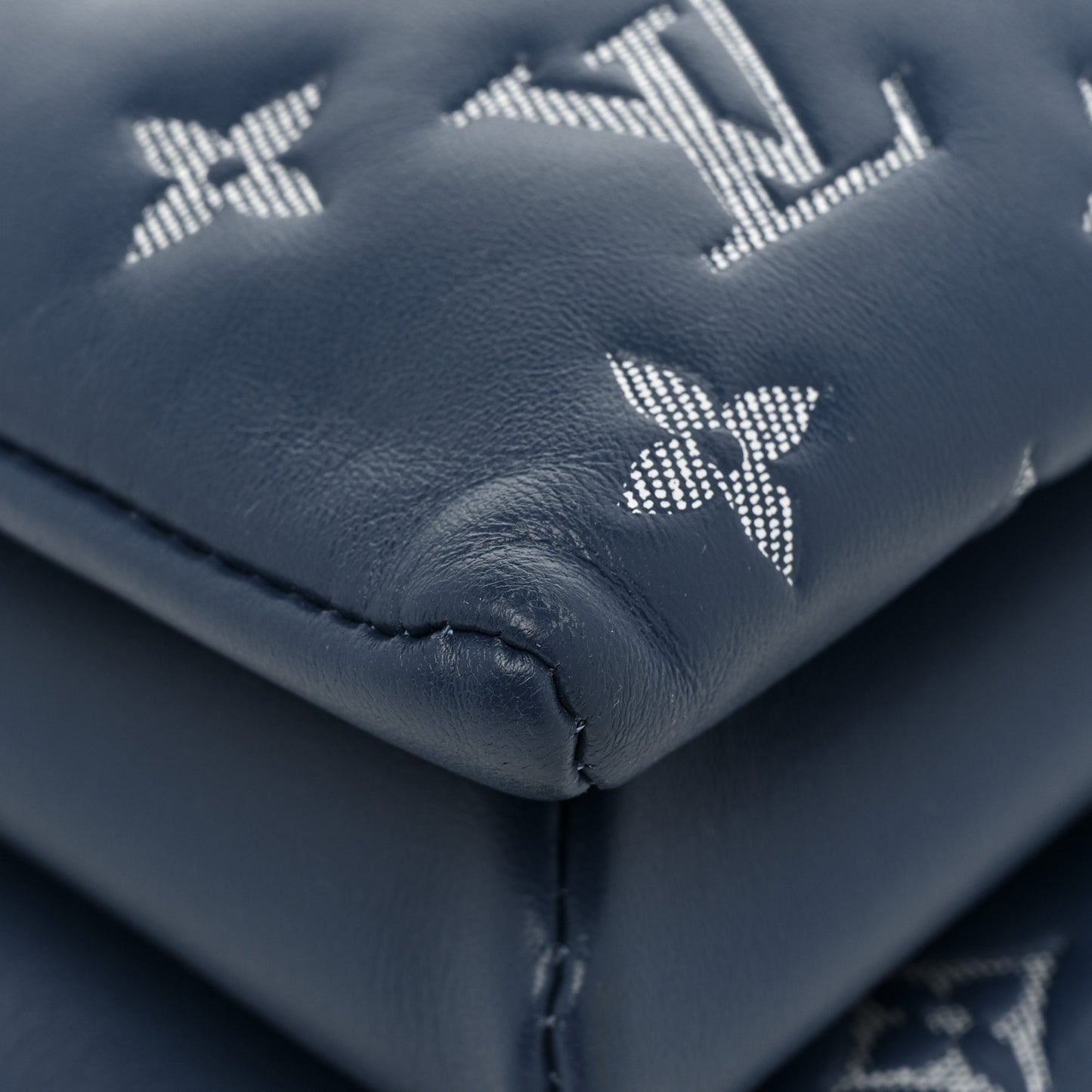 Lambskin Embossed Monogram Coussin PM Denim Blue