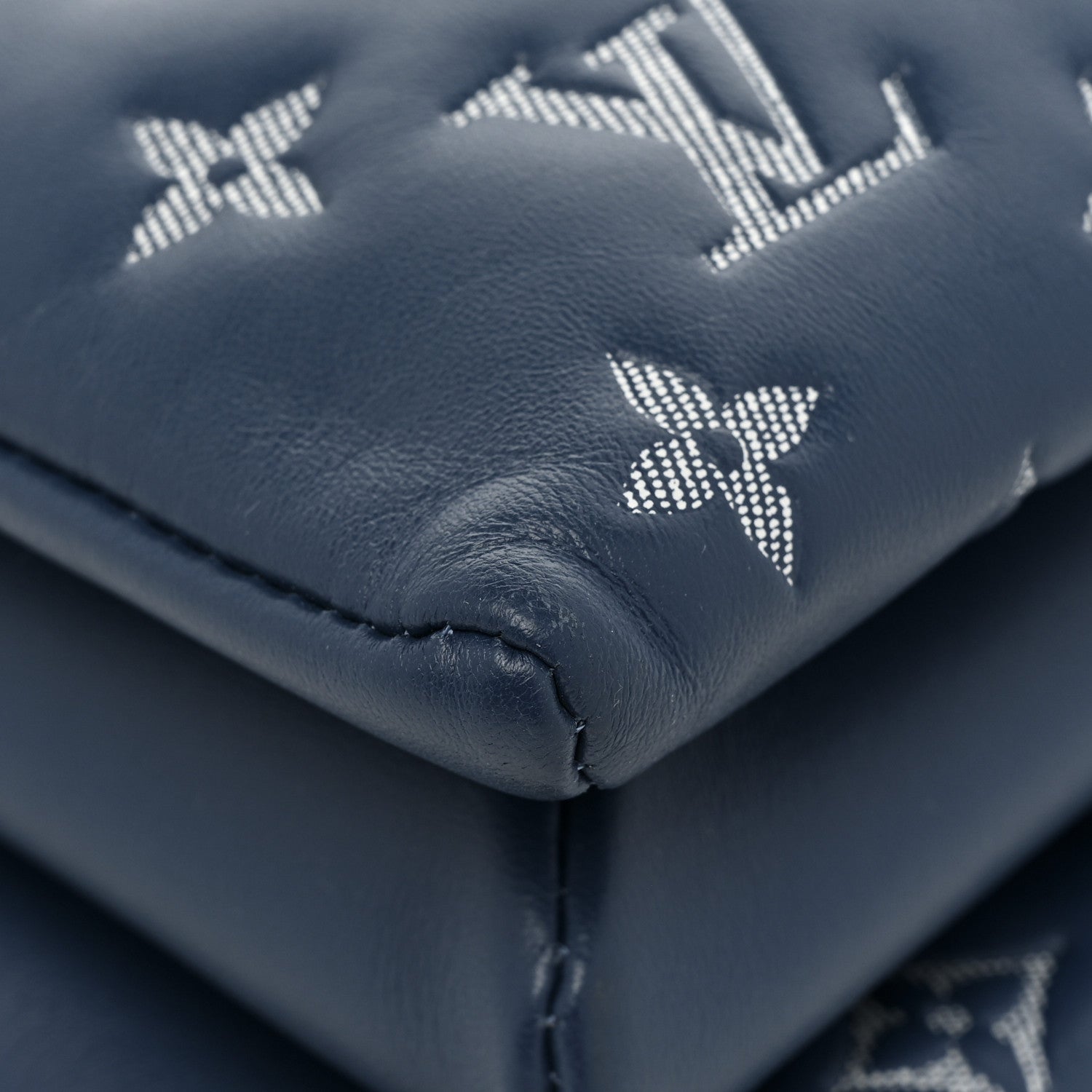 Louis Vuitton Lambskin Embossed Monogram Coussin PM Denim Blue 11 of 12