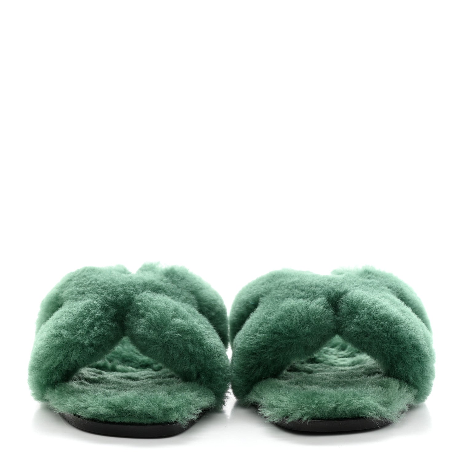 Hermes Woolskin Oran Sandals 38 Vert Anglais 2 of 8