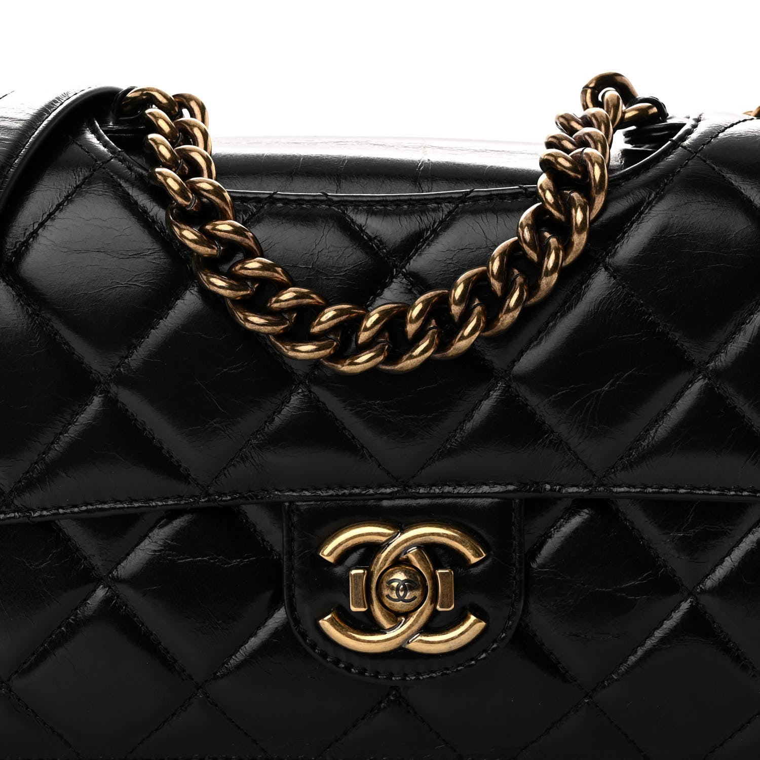 Chanel Glazed Calfskin Quilted Large Perfect Edge Flap Black 8 of 11