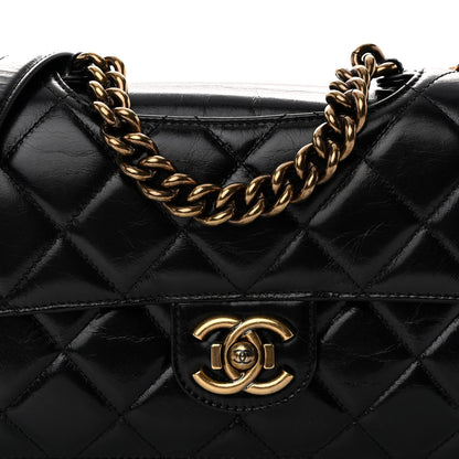 Chanel Glazed Calfskin Quilted Large Perfect Edge Flap Black 8 of 11