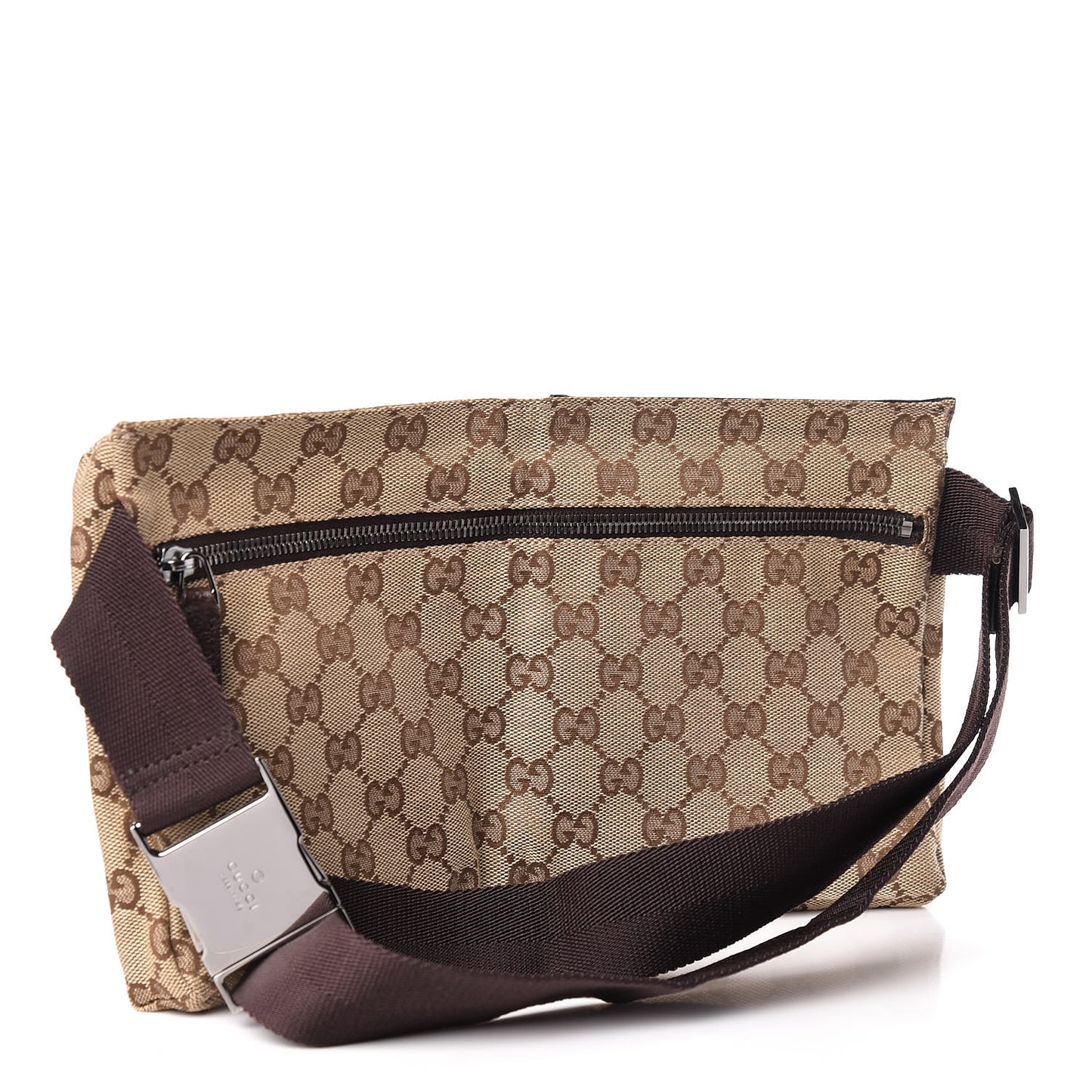 GG Monogram Double Pocket Belt Bag Dark Brown