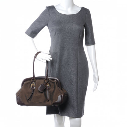 Prada Jacquard Logo Frame Tote Brown 2 of 7