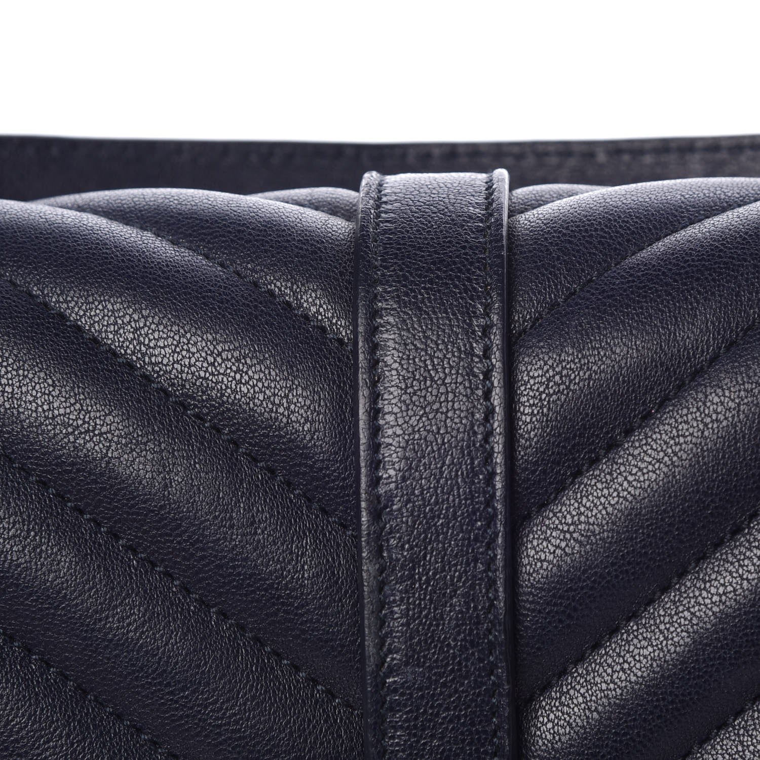 Saint Laurent Sheepskin Matelasse Chevron Monogram Medium College Bag Deep Marine 9 of 27