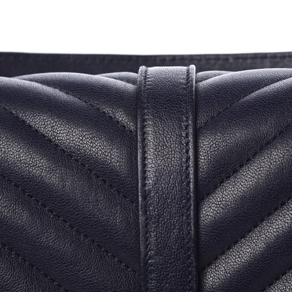 Saint Laurent Sheepskin Matelasse Chevron Monogram Medium College Bag Deep Marine 9 of 27