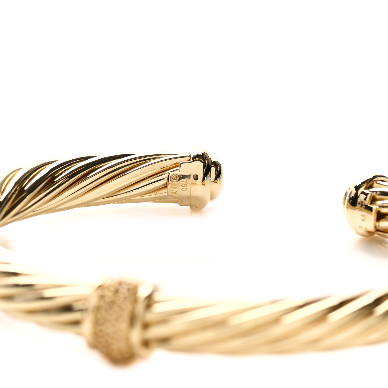 David Yurman 18K Yellow Gold Yellow Sapphire 7mm Cable Single Station Bracelet 4 of 5