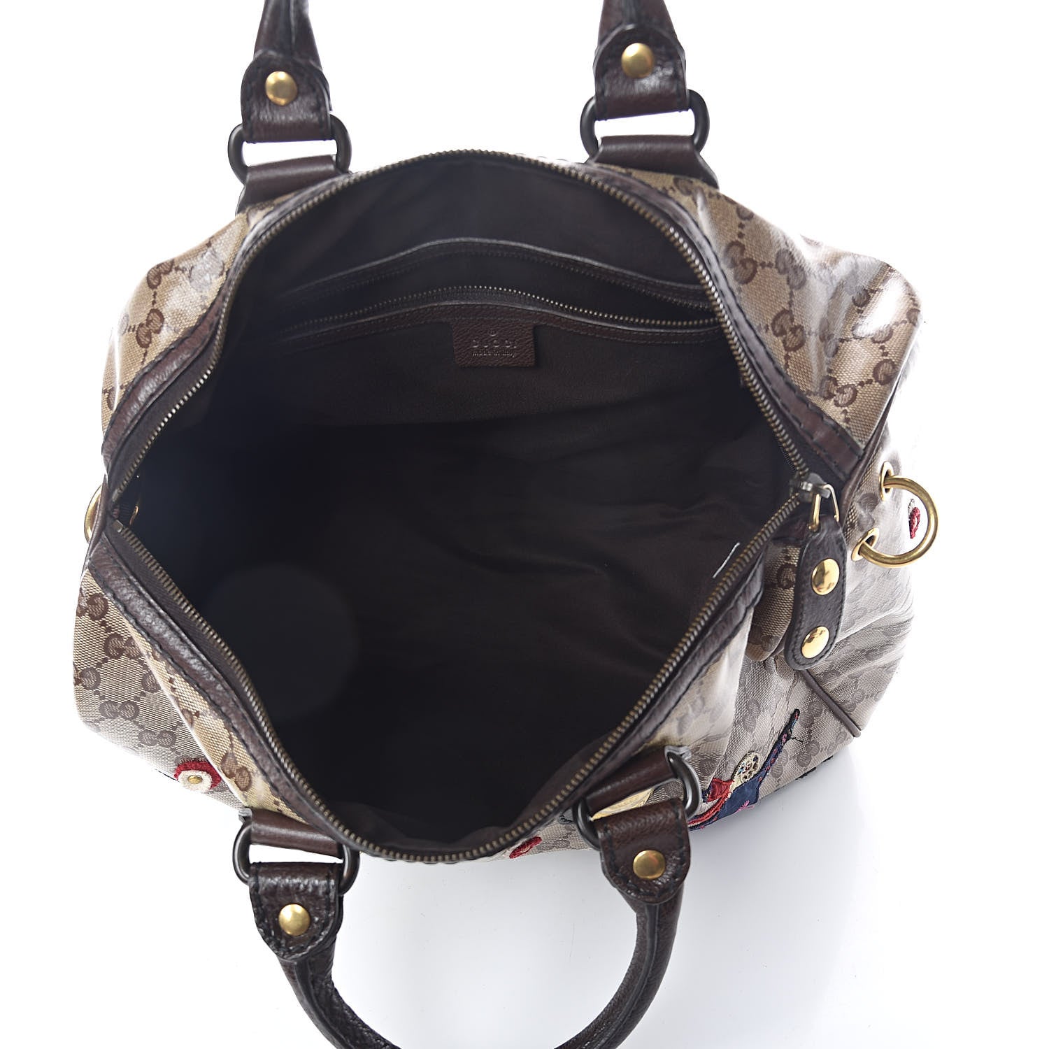 Gucci Crystal Monogram Fable Embroidered Large Babouska Boston Beige 5 of 9