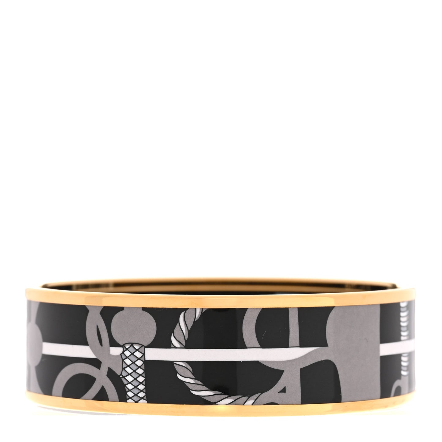 Enamel Printed Wide Panoplie Equestre Bracelet 65 Faux Gris