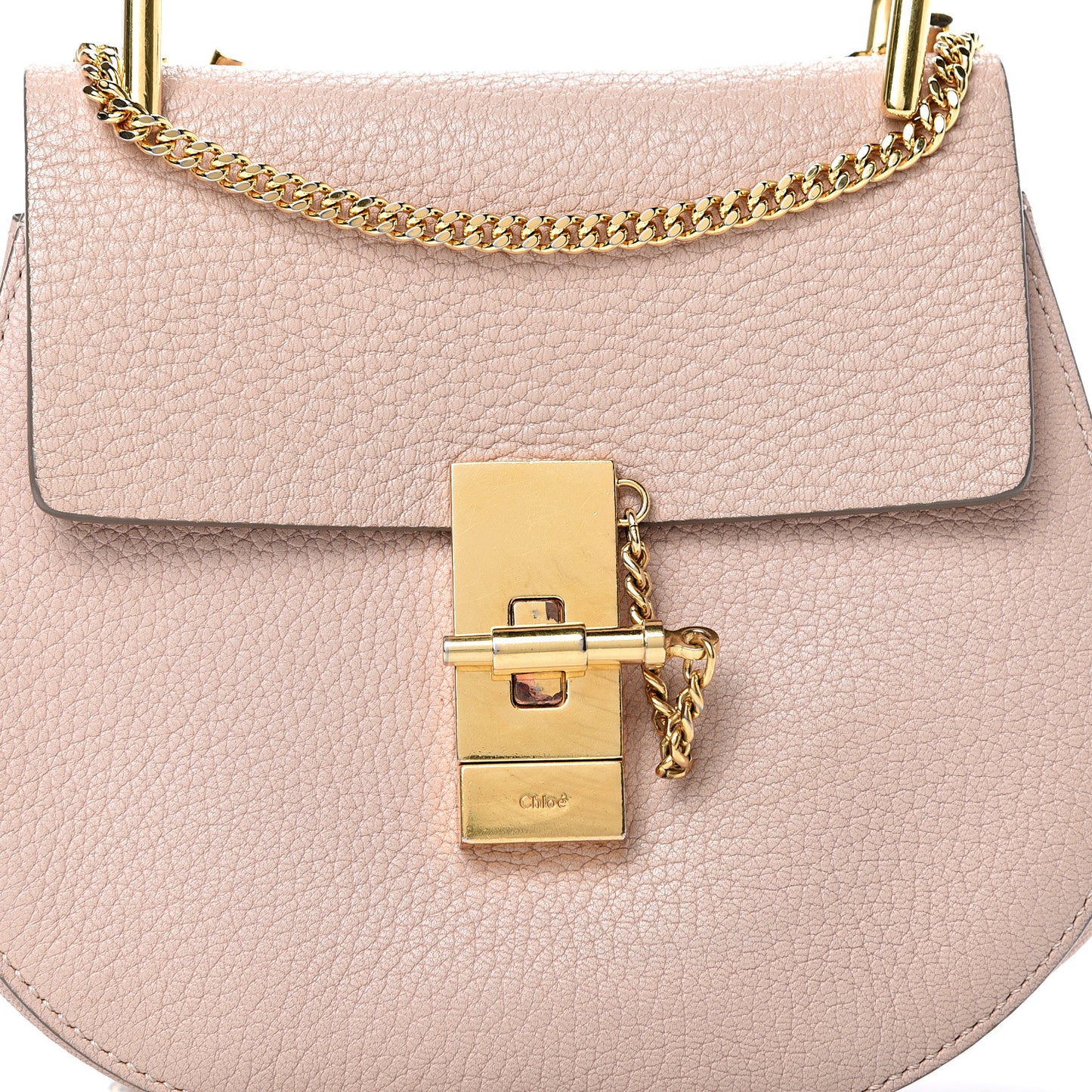 Grained Lambskin Mini Drew Shoulder Bag Cement Pink