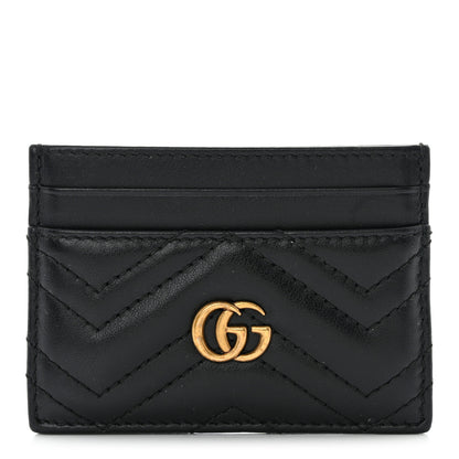 Gucci Calfskin Matelasse GG Marmont Card Holder Black 1 of 8