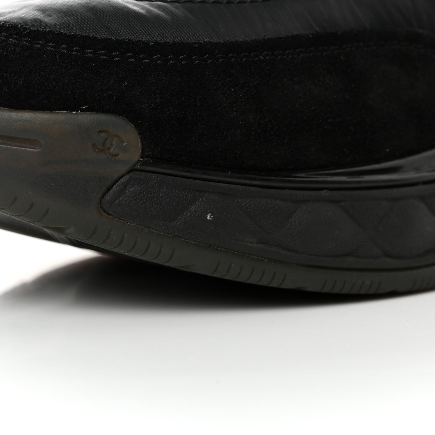 Nylon Suede Calfskin CC Sneakers 38 Black