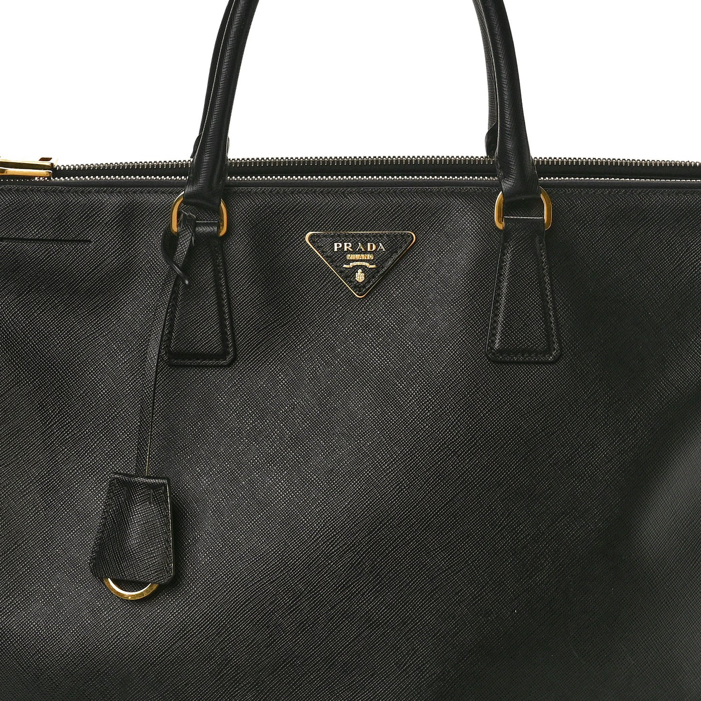Saffiano Lux Large Galleria Double Zip Tote Black
