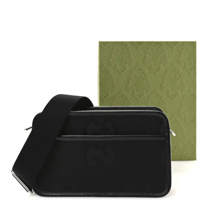 Gucci Monogram Jumbo GG Textured Dollar Calfskin Web Mini Crossbody Bag Black 11 of 11