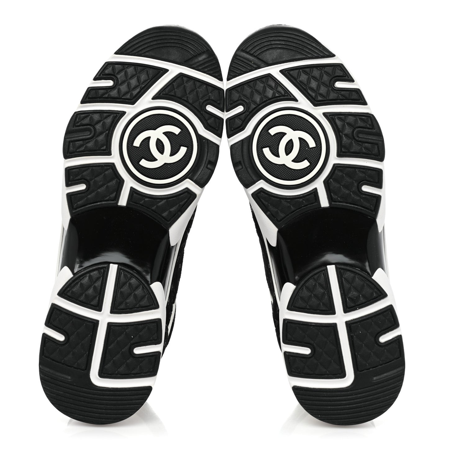 Nylon Suede Calfskin Printed CC Sneakers 40 Black White