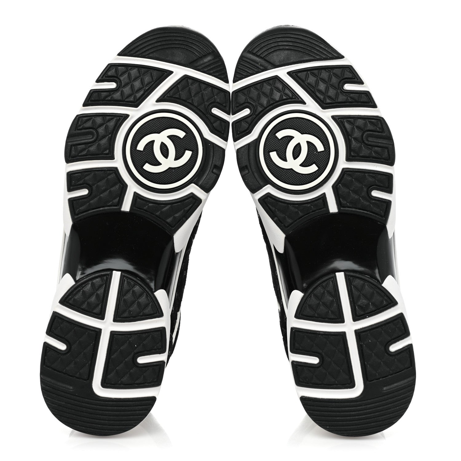 Chanel Nylon Suede Calfskin Printed CC Sneakers 40 Black White 6 of 10