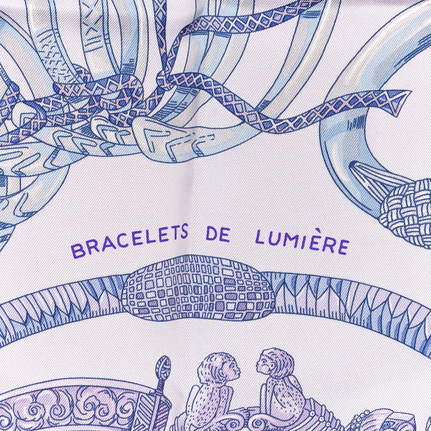 Silk Bracelets de Lumière Scarf 90 Lilas Parme Blue