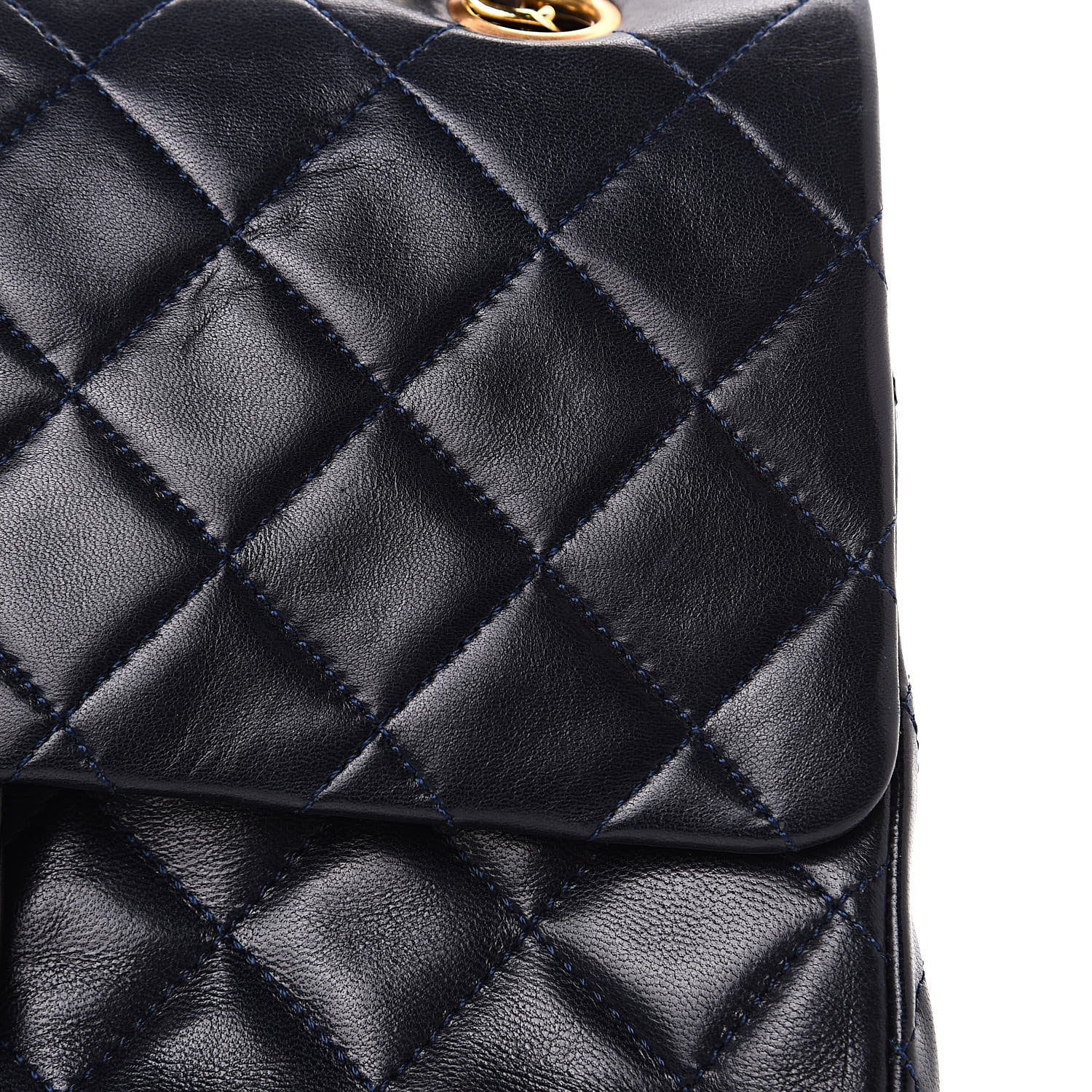 Chanel Lambskin Quilted Medium Double Flap Navy 15 of 17