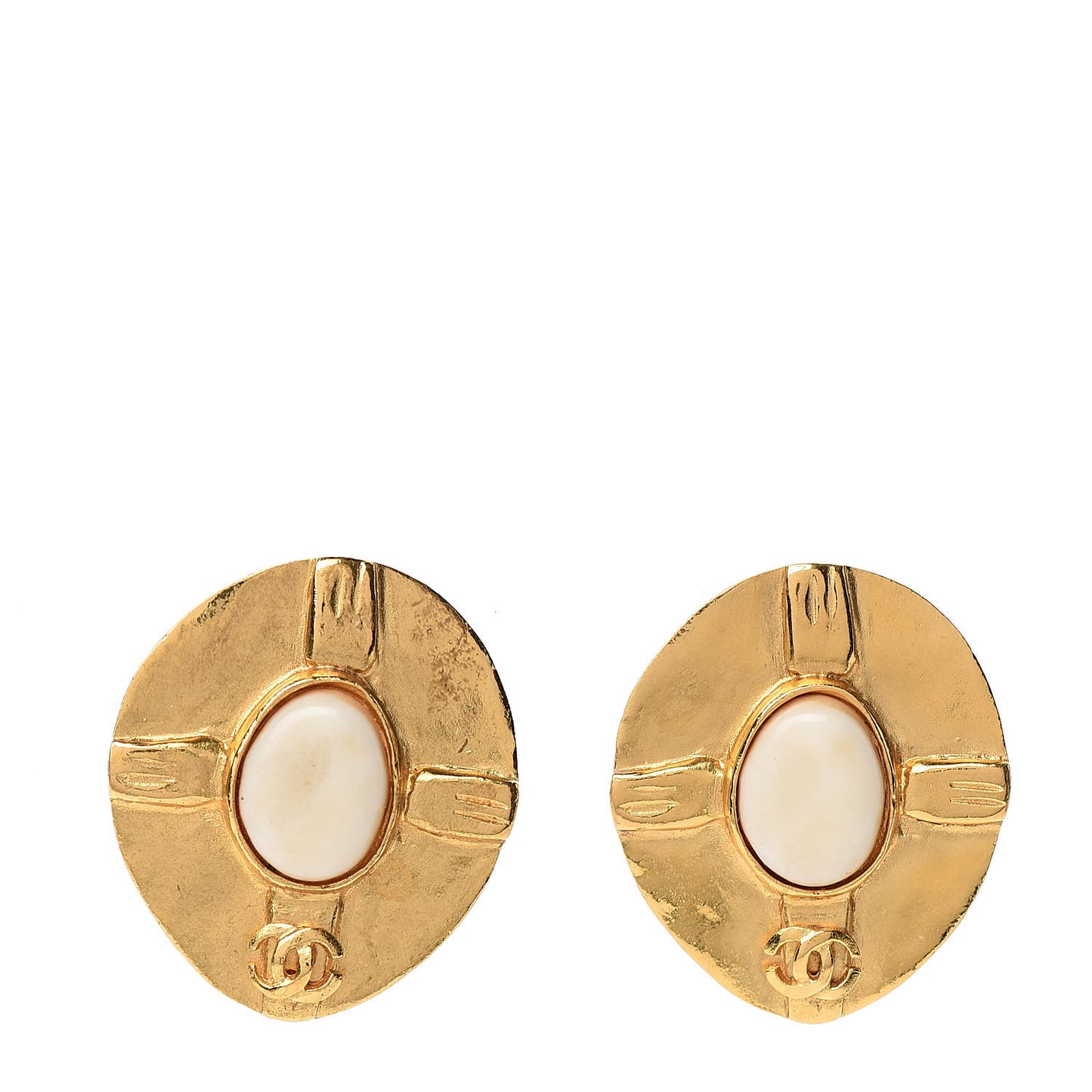 Resin Clip On Earrings Gold