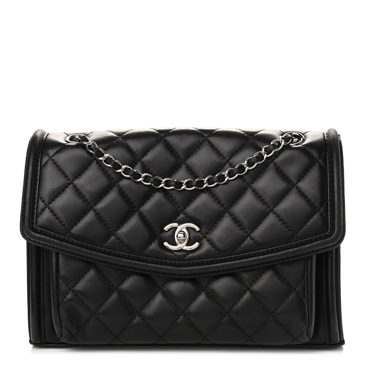 Chanel Lambskin Quilted Large Geometric Flap Black 1 of 11