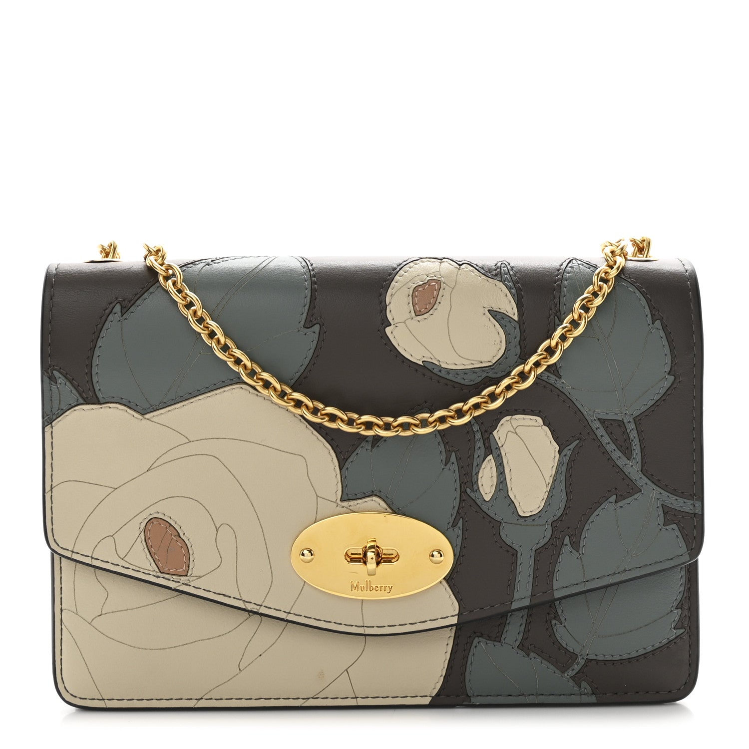 Mulberry Smooth Calfskin Rose Patchwork Small Darley Chain Flap Dark Clay 1 of 10