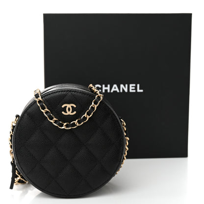 Chanel Caviar Quilted Round Clutch With Chain  Black 11 of 11